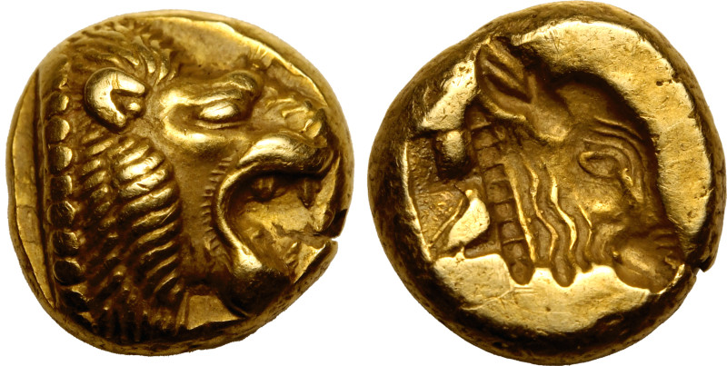 ANCIENT GREECE. LESBOS, MYTILENE. 
Electrum Hekte, circa 521-478 BC. 
Obv: hea...
