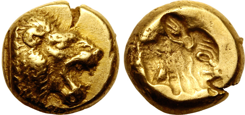 ANCIENT GREECE. LESBOS, MYTILENE. 
Electrum Hekte, circa 521-478 BC. 
Obv: hea...