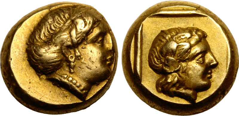 ANCIENT GREECE. LESBOS, MYTILENE. 
Electrum Hekte, circa 412-378 BC. 
Obv: hea...