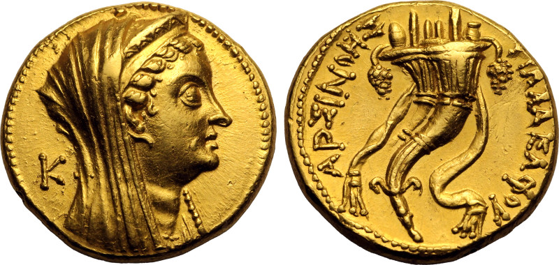 ANCIENT GREECE. PTOLEMAIC KINGDOM. Arsinoe II (wife of Ptolemy II). 
Gold Mnaie...
