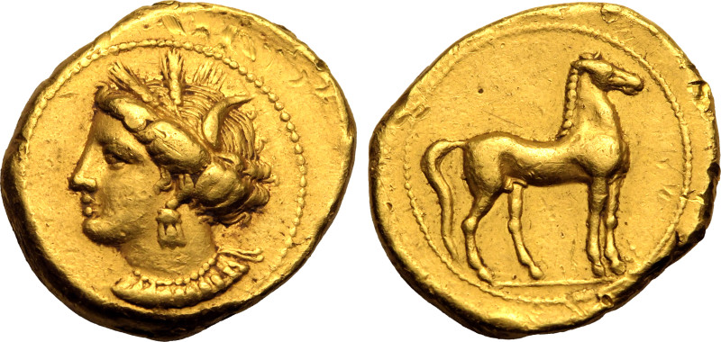 ANCIENT CARTHAGE. NORTH AFRICA, CARTHAGE. 
Gold Stater, Circa 350-330 BC. Zeugi...