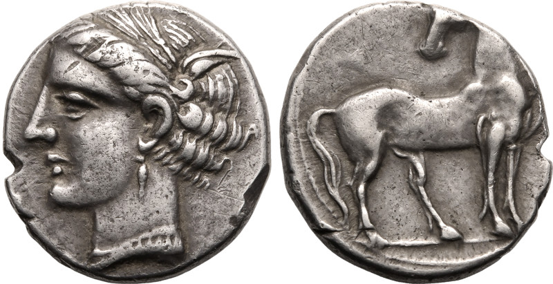 ANCIENT CARTHAGE. NORTH AFRICA, CARTHAGE. 
Silver Half Shekel, circa 300-237 BC...