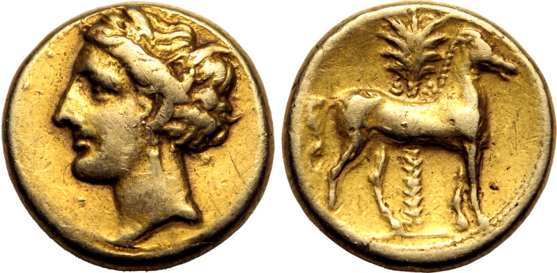 ANCIENT CARTHAGE. NORTH AFRICA, CARTHAGE. 
Electrum Hemistater, circa 290-270 B...