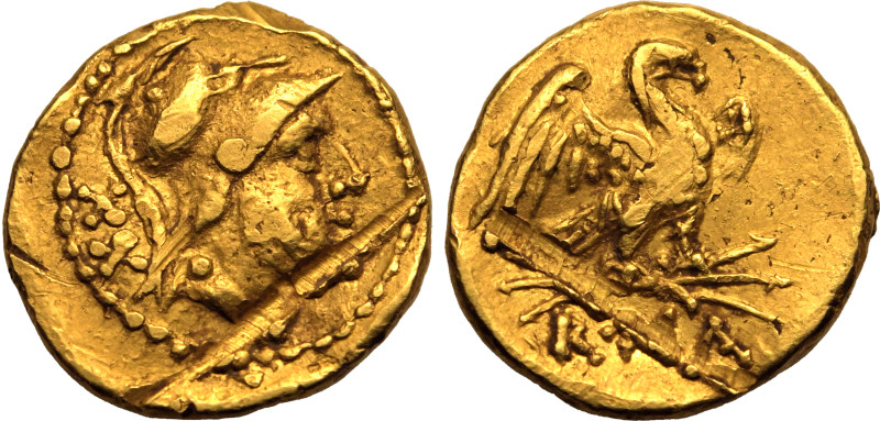 ROMAN REPUBLIC & IMPERATORIAL. 
Gold 20 Asses, circa 211-207 BC. Rome. 
Obv: b...