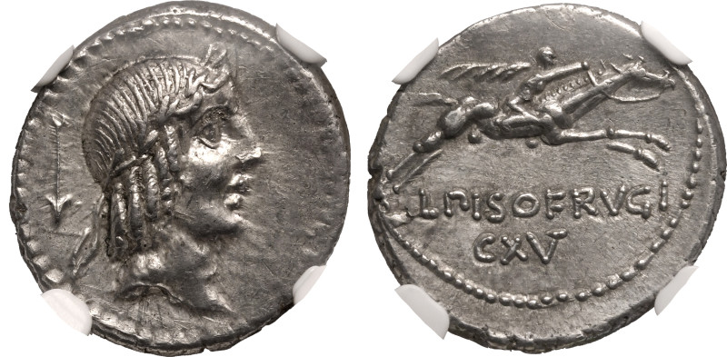 ROMAN REPUBLIC & IMPERATORIAL. L. Calpurnius Piso Frugi. 
Silver Denarius, 90 B...