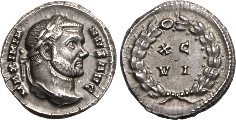 ROMAN EMPIRE. Maximian. 
Silver Argenteus, AD 300. Carthage. 
Obv: MAXIMIANVS ...