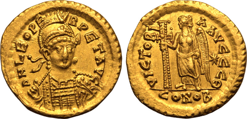 ROMAN EMPIRE. Leo I. 
Gold Solidus, AD 462 or 466. Constantinople. 
Obv: D N L...
