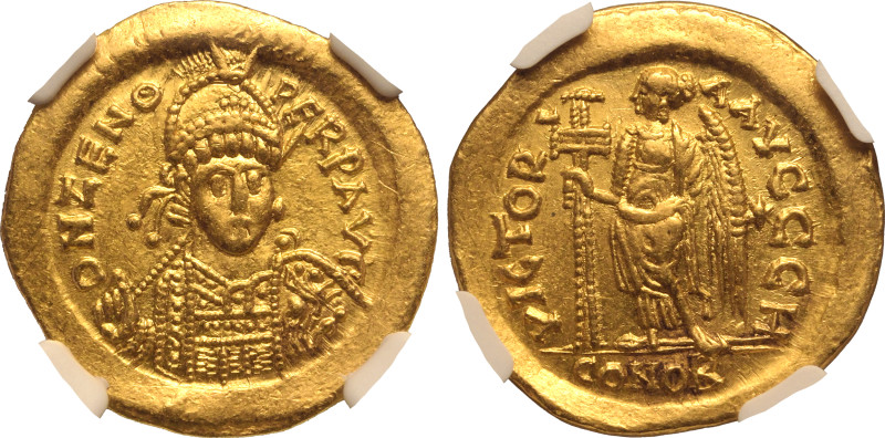 ROMAN EMPIRE. Zeno. 
Gold Solidus, AD 476-491. Constantinople. 
Obv: D N ZENO ...