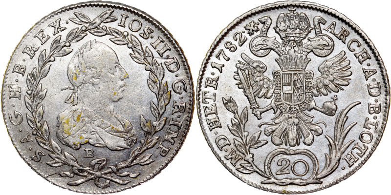 Joseph II, House of Habsburg
20 Kreuzer 1782 Körmöcbánya

Joseph II., RDR
20...