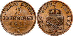 German States - Brandenburg-Preußen Wilhelm I. 1861 - 1886 3 Pfennige 1867 A