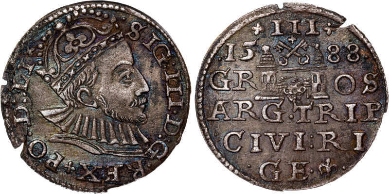 Zygmunt III Waza Groschen (Trojak) 1588 GE Riga

Sigismund III Vasa, 3 grosche...