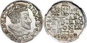 Poland – Sigismund III Vasa Groschen (Trojak) 1589 ID