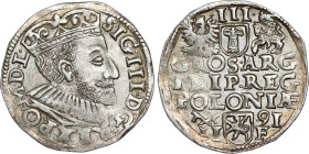 Poland – Sigismund III Vasa Groschen (Trojak) 1591 Olkusz