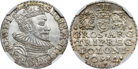 Poland – Sigismund III Vasa Groschen (Trojak) 1592 Malbork