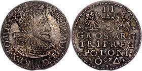 Poland – Sigismund III Vasa Groschen (Trojak) 1592 Malbork