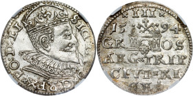 Poland – Sigismund III Vasa Groschen (Trojak) 1594 Riga