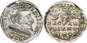 Poland – Sigismund III Vasa Groschen (Trojak) 1594 Vilnius