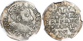 Poland – Sigismund III Vasa Groschen (Trojak) 1594 Wschowa