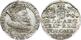 Poland – Sigismund III Vasa Groschen (Trojak) 1594 Malbork