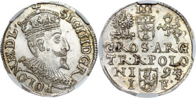 Poland – Sigismund III Vasa Groschen (Trojak) 1595 Olkusz