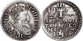 Poland – Sigismund III Vasa Groschen (Trojak) 1597 Olkusz