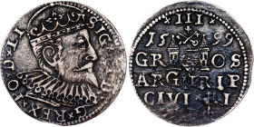 Poland – Sigismund III Vasa Groschen (Trojak) 1599 Riga