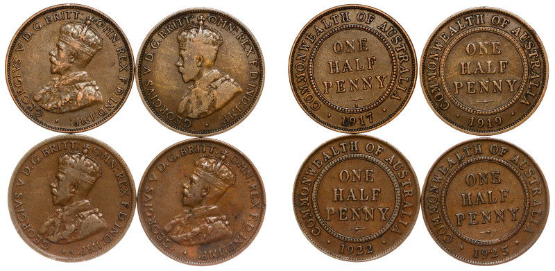 Australia, George V (1910-1936)

One Half Penny Lot – 4 pcs – 1917-1935

KM ...