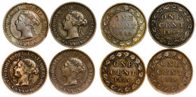 Canada – Victoria One Cent LOT – 4 pcs – 1882-1892