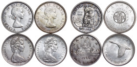 Canada – Elizabeth II, Silver Dollars LOT – 4pcs