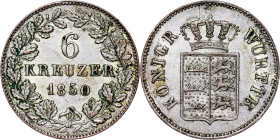 German States – Wilhelm I – 6 Kreuzer 1850