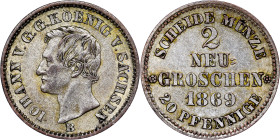 German States – Johann (1854-1873) Sachsen. 2 Neu Groschen, 1869