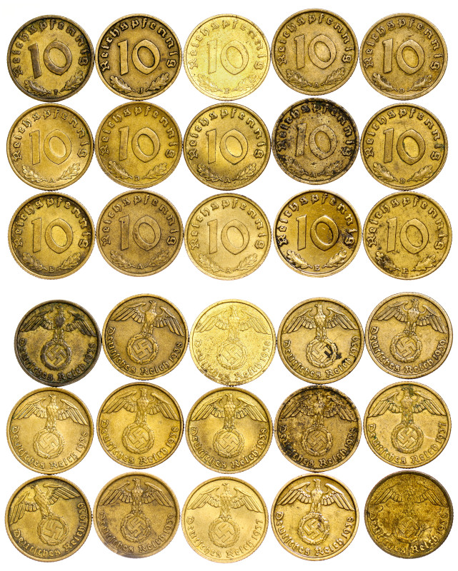 Germany – 10 Reichspgennig LOT – 15 db

VF/EF – SS/VZ

VF/EF