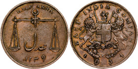 India – Bombay Presidency -  ½ anna, 1834.