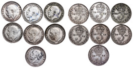 Great Brittain – Georg V. Silver 3 Pence LOT – 7 pcs