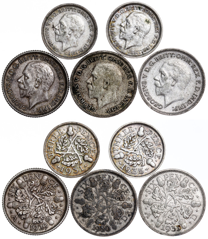 Great Brittain – Georg V. Silver 3-6 Pence LOT – 5 pcs

VF/EF 

VF/EF