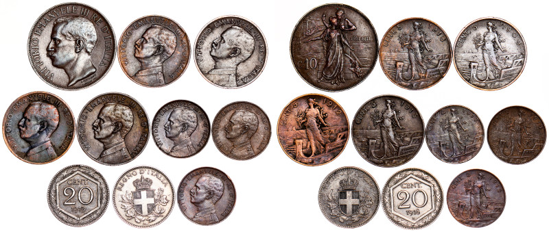Italian States - SAVOIA - Vittorio Emanuele III (1900-1943) – LOT – 10 pcs

EF...