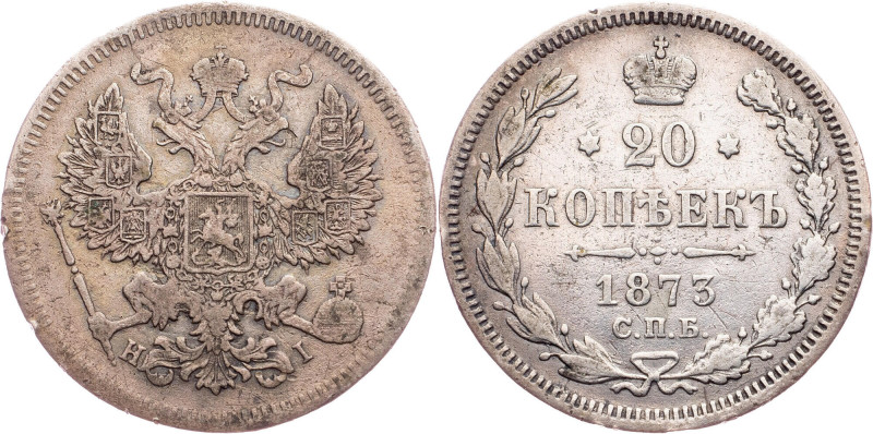 Russland - Alexander II., 1855-1881. 20 Kopeken 1873, St. Petersburg

Bit 224...