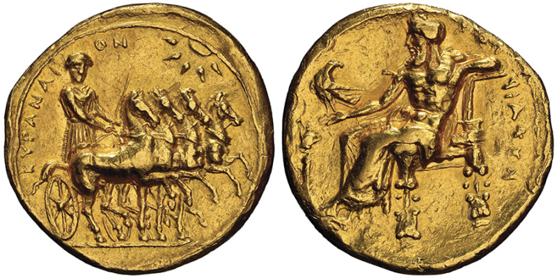 CYRENE 
Statère d'or décalitre, Cyrène, Cyrénaïque, vers 322-313 avant J.-C.,
AU...