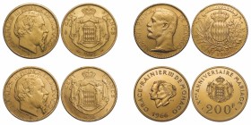 Rainier 1949-2005, Lot des 4 monnaies en or en TTB/SUP
100 francs 1882
100 francs 1886
100 francs 1896
200 francs 1966