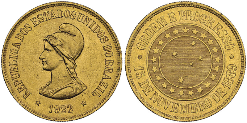 Republic, 1889-
20000 Reis, Rio de Janeiro, 1922, AU 17.94 g. Ref : Fr.124, KM#4...