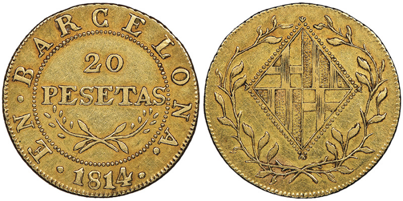 Joseph Napoleon 1808-1814
20 pesetas, Barcelone, 1814, AU Ref : Cal.56, Fr. 23...