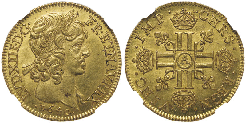 Louis XIII 1610-1643, Louis d'or, Paris, 1640 A, AU 6,71 g. Ref : G. 58, Fr. 410...