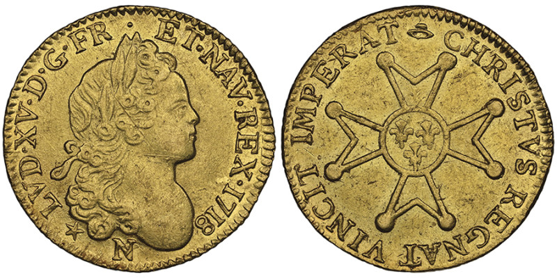 Louis XV 1715-1774, Louis d'or à la croix du chevalier, appelé autrefois à la cr...