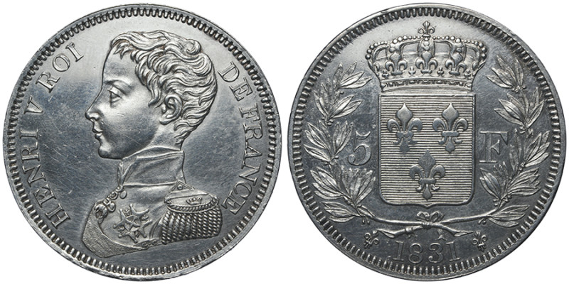 Henri V Prétendant et comte de Chambord, 1820-1883
Essai de 5 Francs , tranche l...