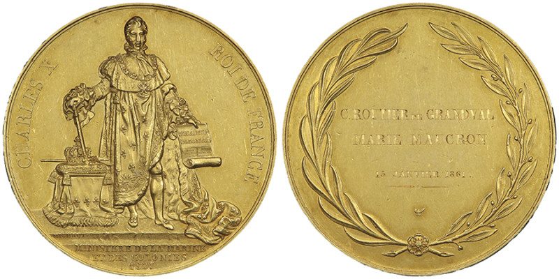 Charles X 1824-1830
Médaille d'or Charles X Ministère de la Marine et des coloni...