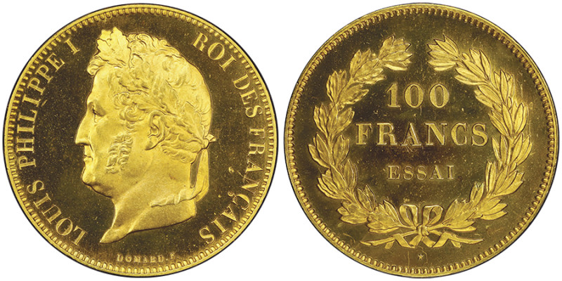 Louis-Philippe I 1830-1848
Essai de 100 francs en or par Domard, ND (1831), tra...