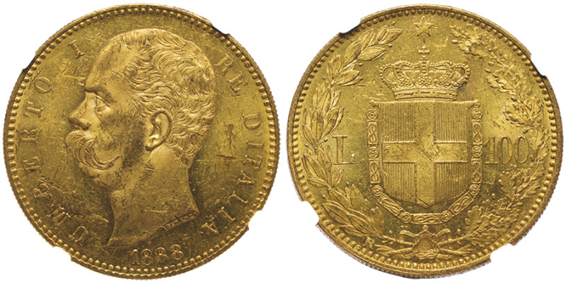 Umberto I 1878-1900
100 lire, Roma, 1888 R, AU 32.25 g.
Ref : Cud. 1209d (R2), M...