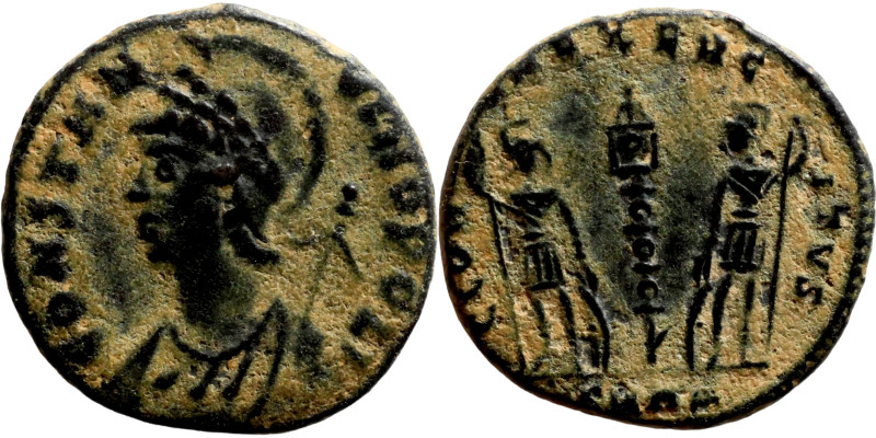 Constantine I. Commemorative Series. Follis. Obverse: CONSTANTINOPOLIS, laureate...