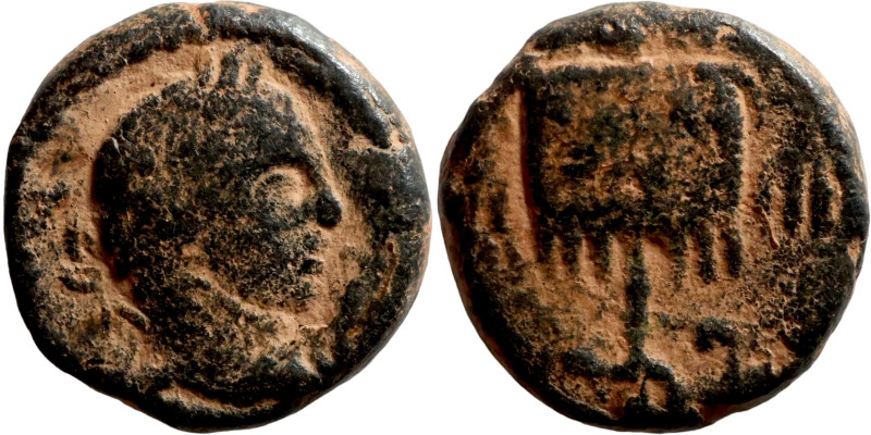 MESOPOTAMIA. Rhesaena. Caracalla, 198-217. Laureate head right, supported by eag...