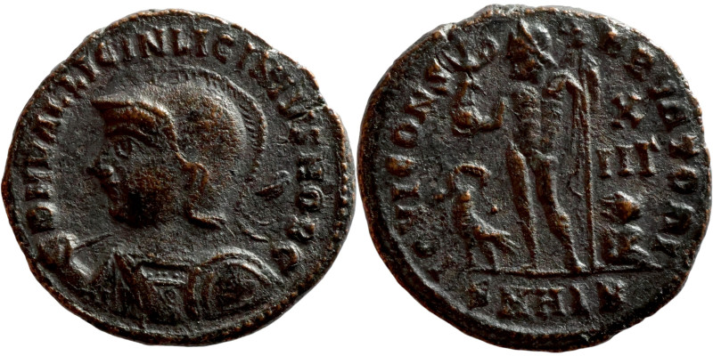 Licinius II. (317-324 AD). Follis. Obv: D N VAL LICIN LICINIVS NOB C. helmeted a...